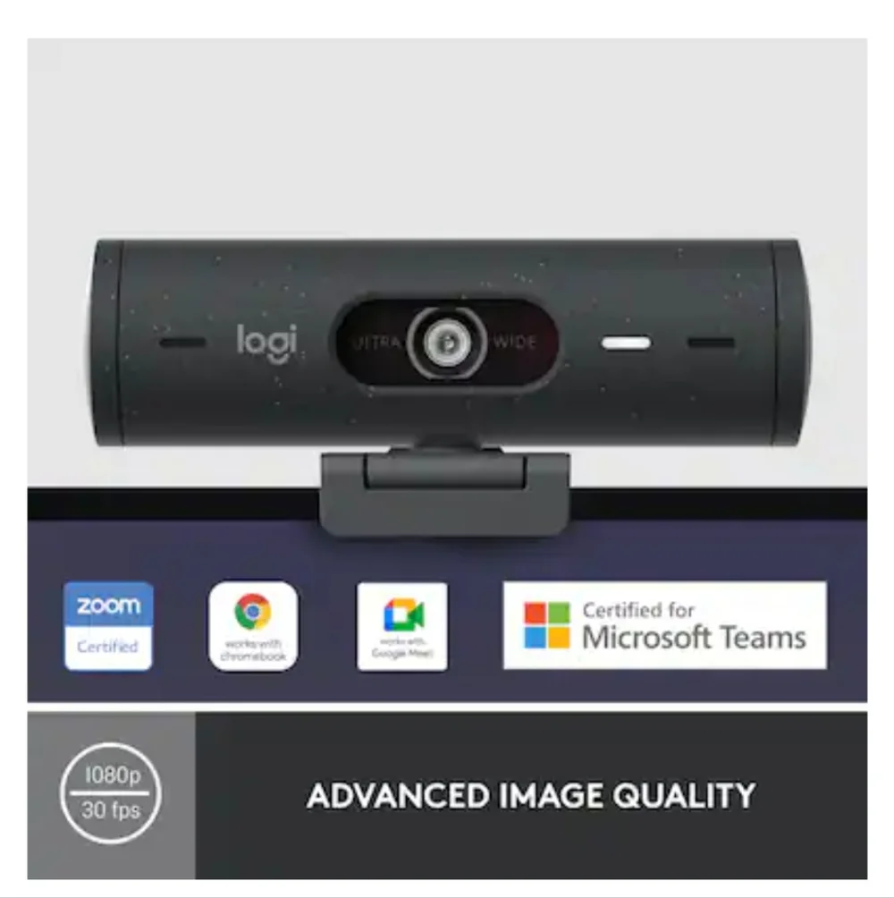 Logitech Brio 500 Full HD Black Webcam With Privacy Shutter